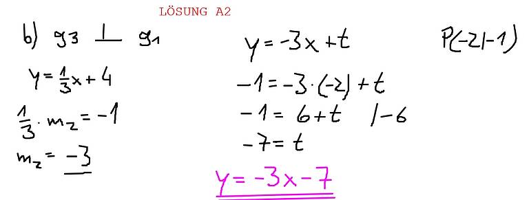 4. Parallele und senkrechte Geraden - Lineare Funktionen - Lösung 2